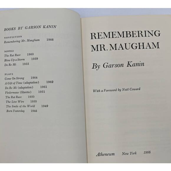 Remembering Mr. Maugham By Garson Kanin Biography Vintage First Edition 1966 - Picture 11 of 12